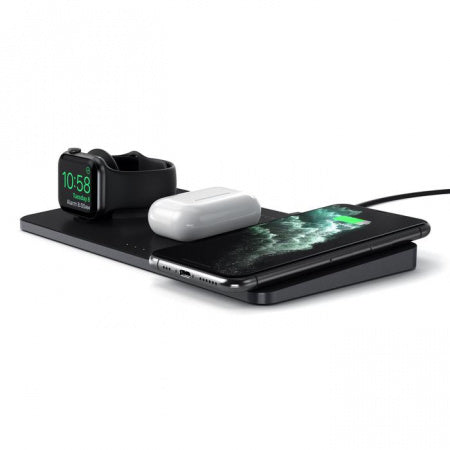 Черна безжична зарядна станция от Satechi за iPhone, Apple Watch и AirPods - iSTYLE BG