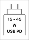 Устройството поддържа бързо зареждане чрез USB PD, дефинирано от USB Implementers Forum (USB-IF)