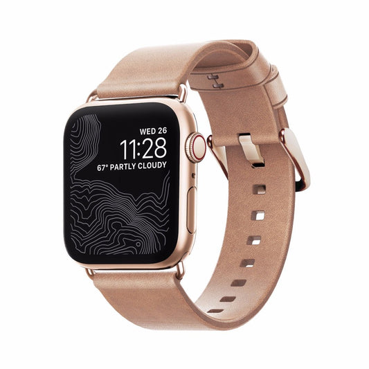 Каишка за Apple Watch от Nomad - 40/38 mm кожена бежова със златиста закопчалка - iSTYLE BG