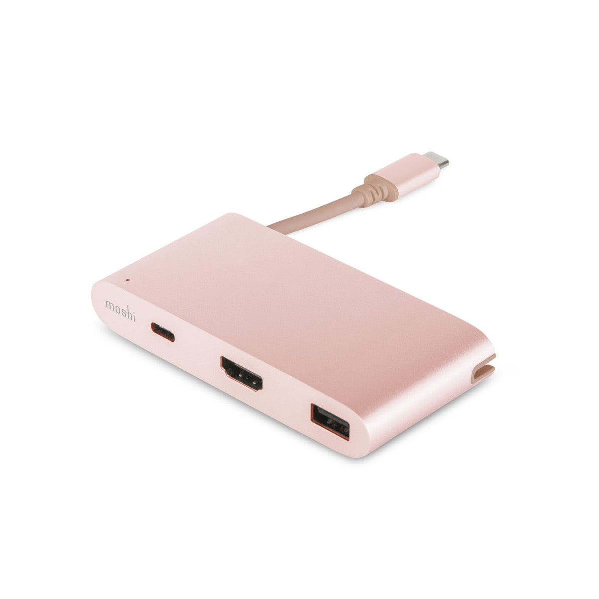 Светлорозов многофункционален мултипортов адаптер USB-C Multiport на Moshi - iSTYLE BG