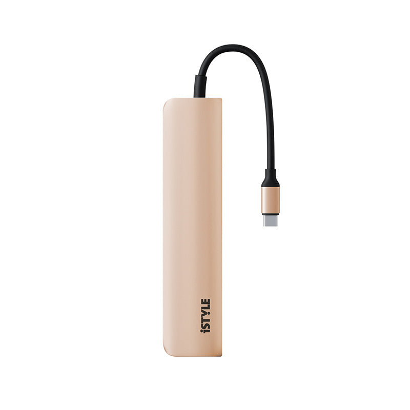 iStyle 6in1 Aluminium Hub 8K with USB-C connector - gold - iSTYLE BG