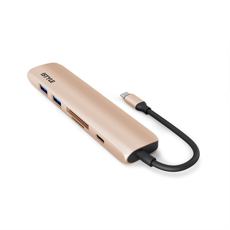 iStyle 6in1 Aluminium Hub 8K with USB-C connector - gold - iSTYLE BG