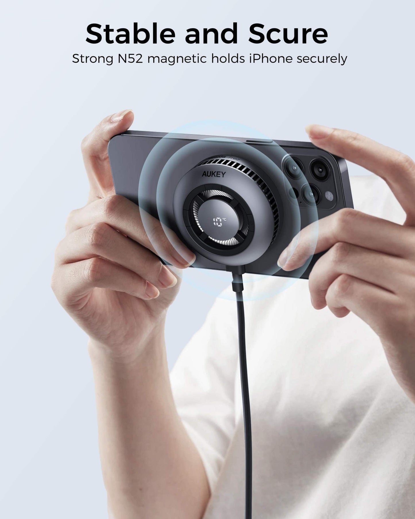 Охлаждащо магнитно бързо зарядно от AUKEY - GameFrost Qi2