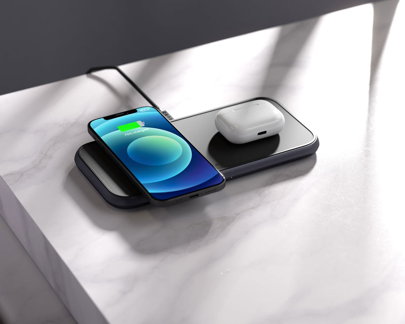 Dual Aluminium Wireless Charger – Black - iSTYLE BG
