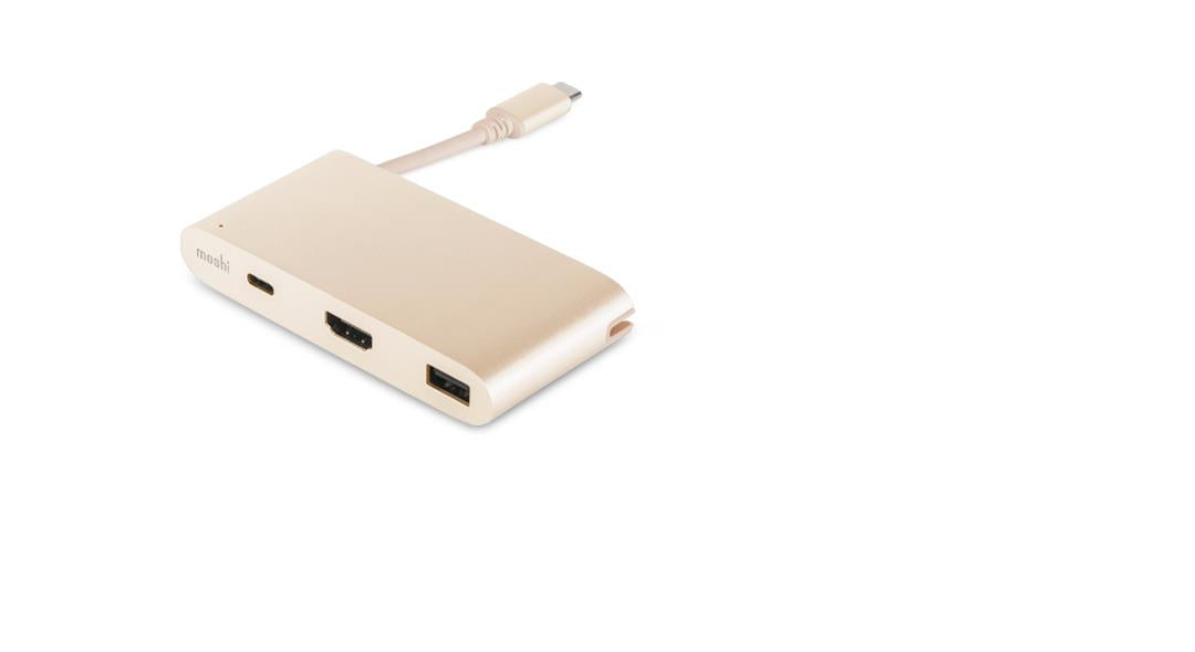 Златист многофункционален мултипортов адаптер USB-C Multiport на Moshi - iSTYLE BG