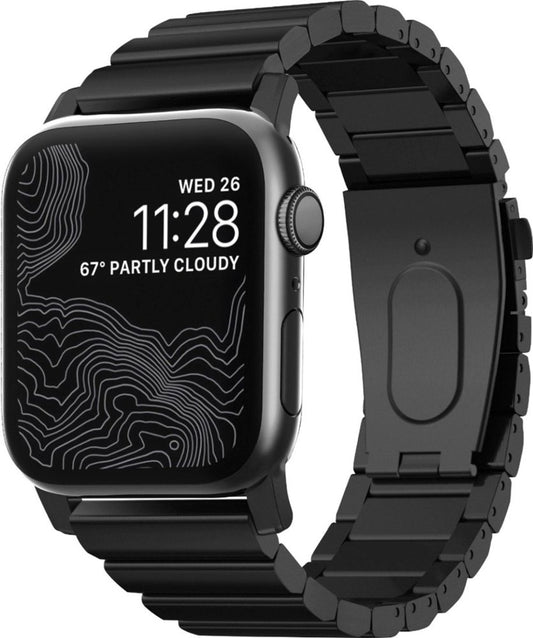 Каишка за Apple Watch от Nomad - 44/42 mm Steel – черна - iSTYLE BG