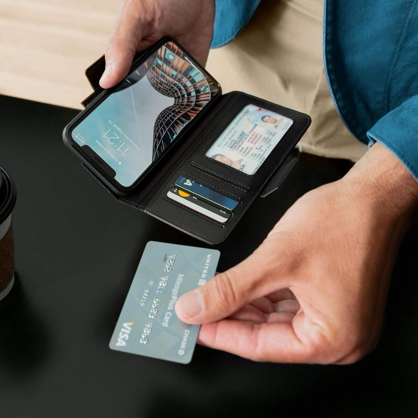 TwelveSouth BookBook Premium leather, all-in-one iPhone wallet case for iPhone 12/Pro - Black - iSTYLE BG