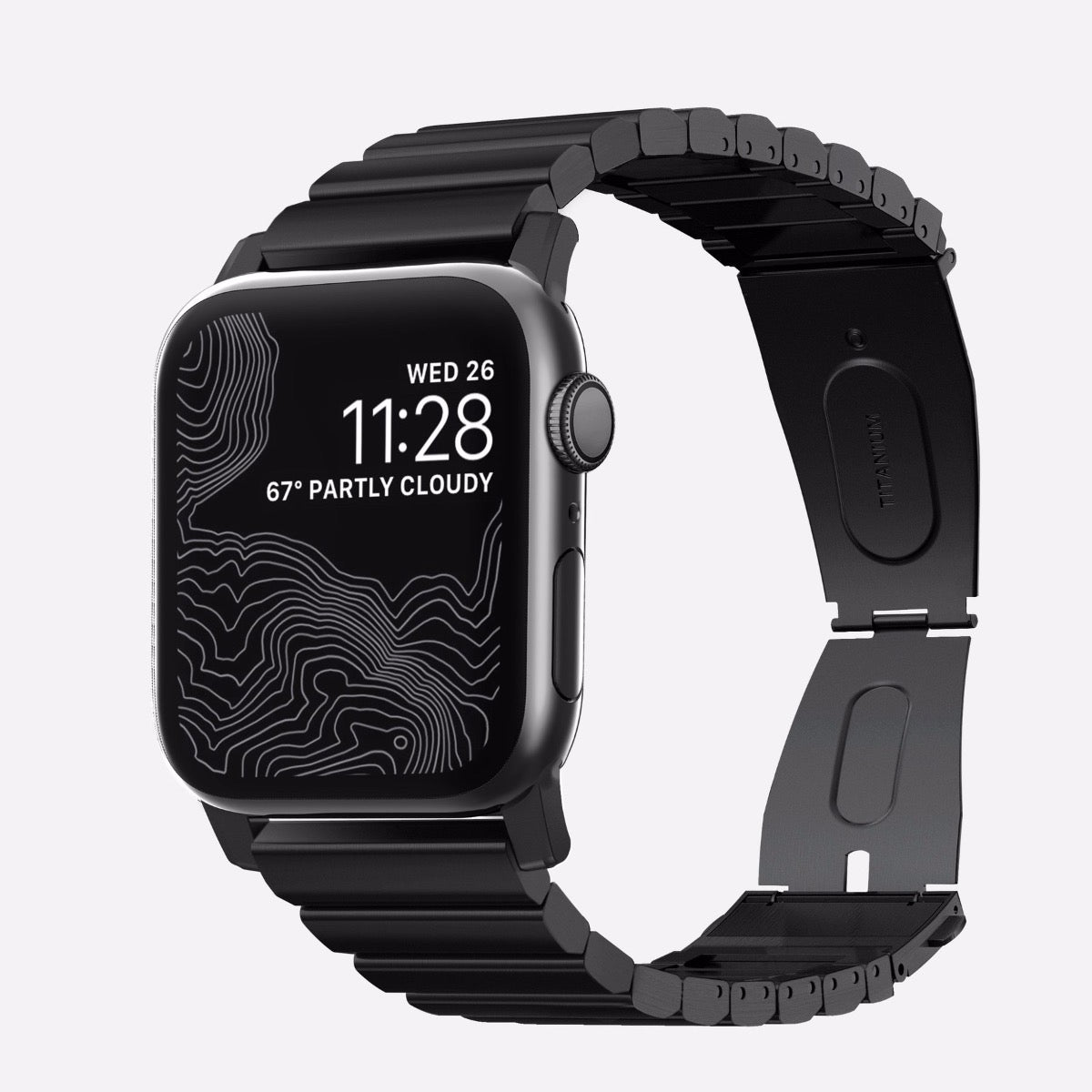 Каишка за Apple Watch от Nomad - Nomad 44/42 mm Titanium Band Black - iSTYLE BG