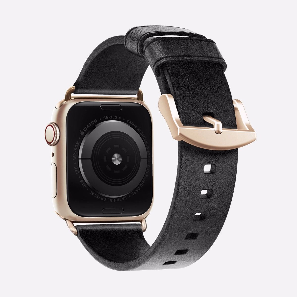Каишка за Apple Watch от Nomad - 40/38 mm кожена черна със златиста закопчалка - iSTYLE BG