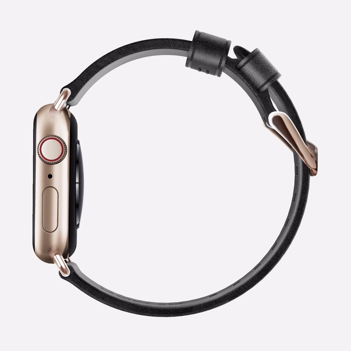 Каишка за Apple Watch от Nomad - 40/38 mm кожена черна със златиста закопчалка - iSTYLE BG