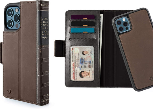 TwelveSouth BookBook Premium leather, all-in-one iPhone wallet case for iPhone 12/Pro - Black