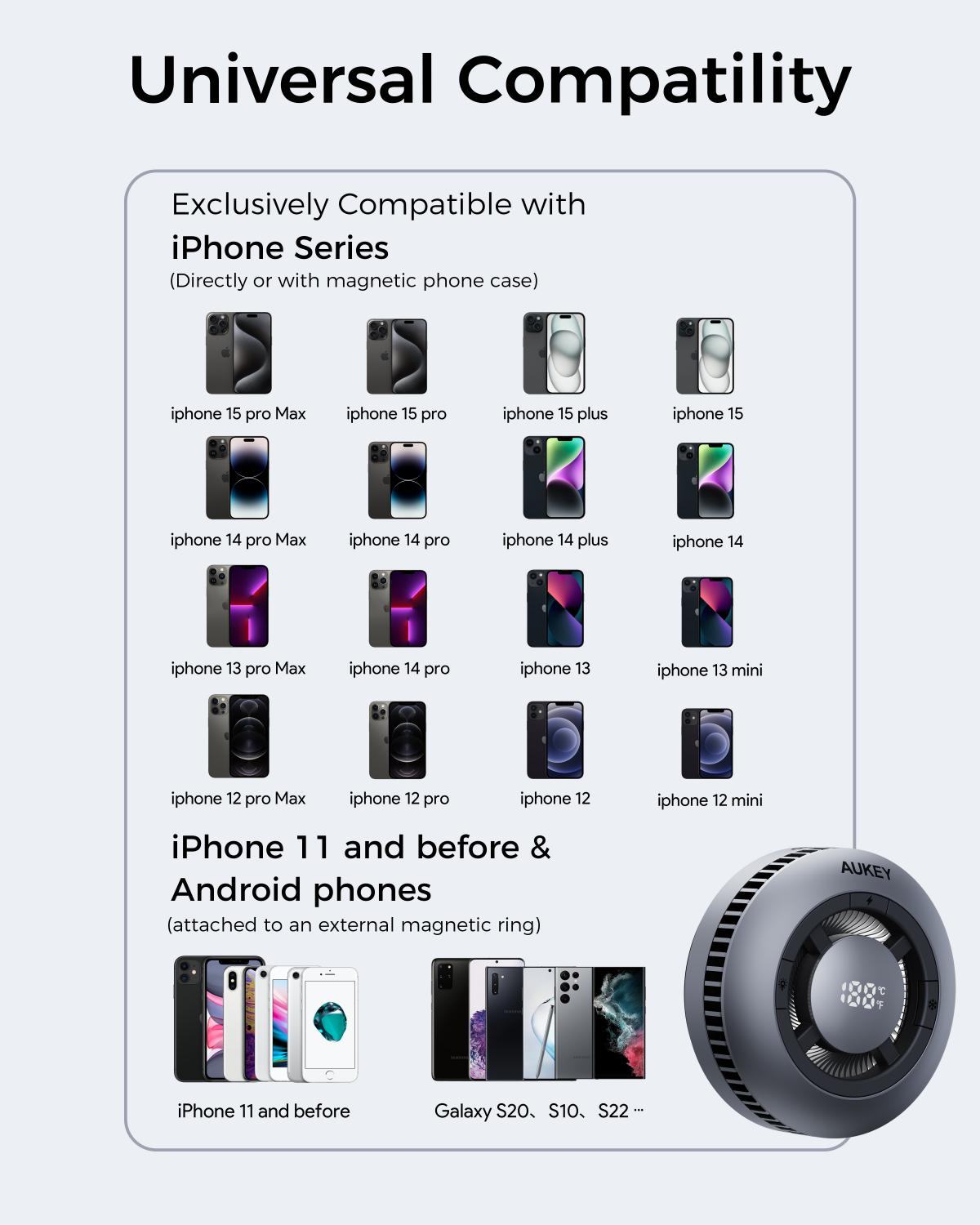 Охлаждащо магнитно бързо зарядно от AUKEY - GameFrost Qi2