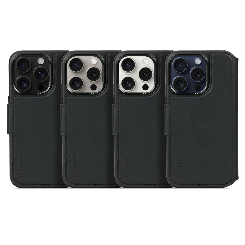 Decoded Leather Detachable Wallet, black - iPhone 15 Pro - iSTYLE BG
