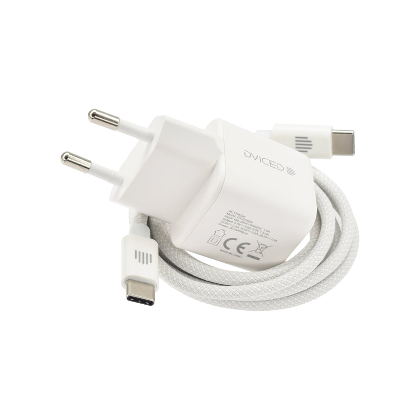 Dviced Wall charger 30W GaN USB-C EU w cable - White - iSTYLE BG