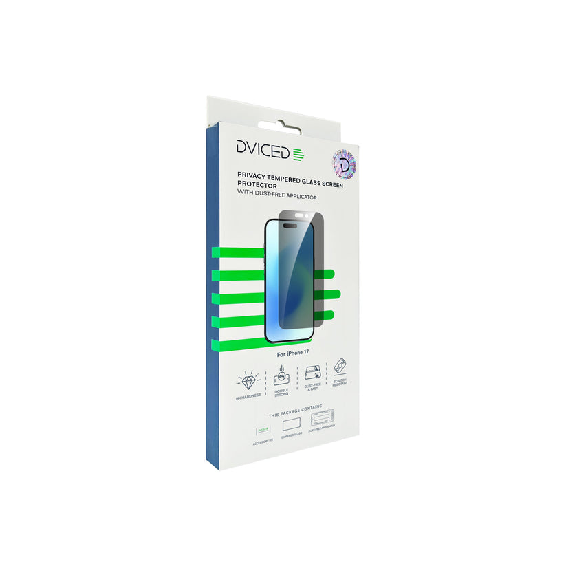 Dviced Протектор за екран от закалено стъкло с поверителност за iPhone 17 с апликатор за отстраняване на прах - iSTYLE BG