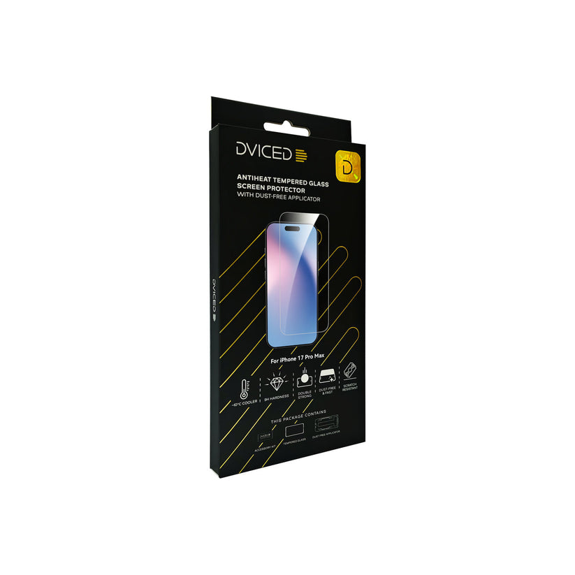 Dviced Протектор за екран от закалено стъкло „AntiHeat“ за iPhone 17 Pro Max с апликатор за отстраняване на прах - iSTYLE BG