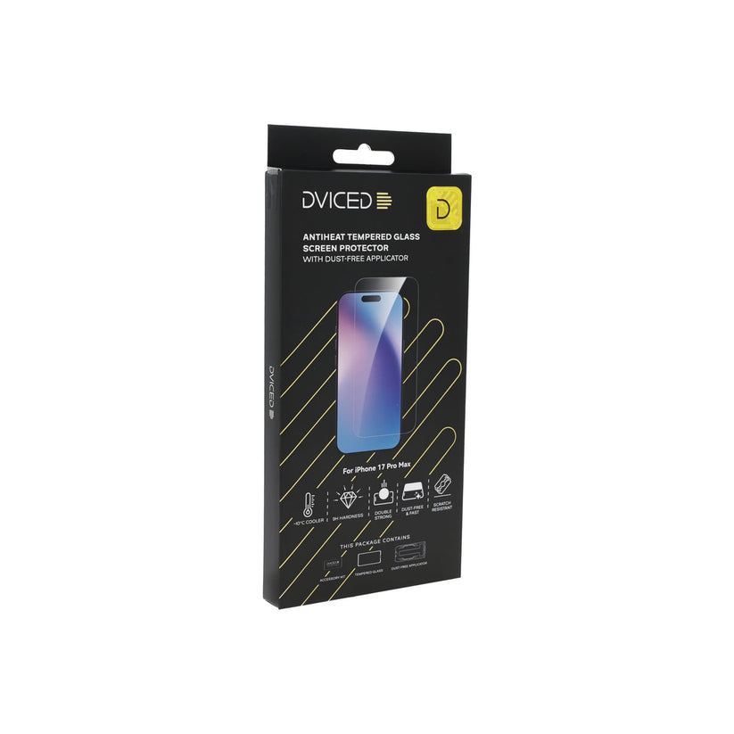 Dviced Протектор за екран от закалено стъкло „AntiHeat“ за iPhone 17 Pro Max с апликатор за отстраняване на прах - iSTYLE BG