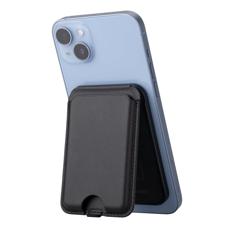 Dviced Leather magsafe foldable cardholder and stand - Black - iSTYLE BG