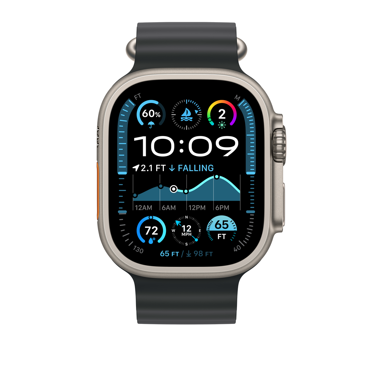 49mm Black Ocean Band Extension - Natural Titanium Finish - iSTYLE BG