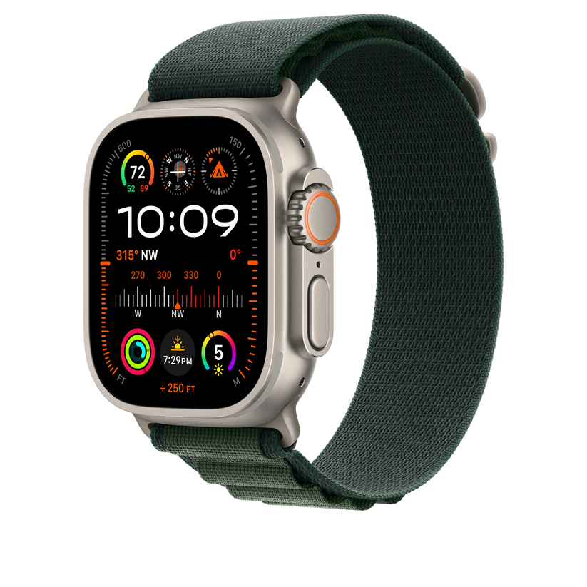 Каишка от Apple - 49 мм Dark Green Alpine Loop - Large - Natural Titanium Finish - iSTYLE BG