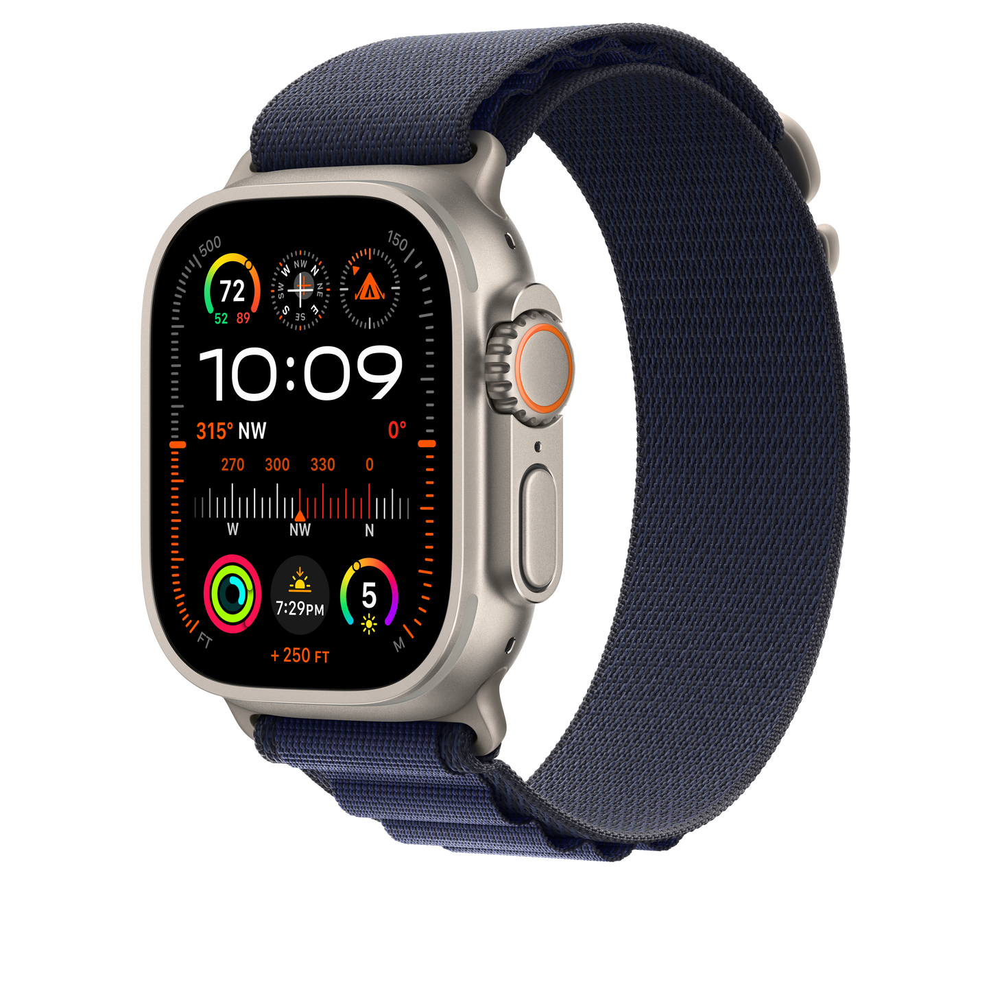 49mm Navy Alpine Loop - Large - Natural Titanium Finish - iSTYLE BG