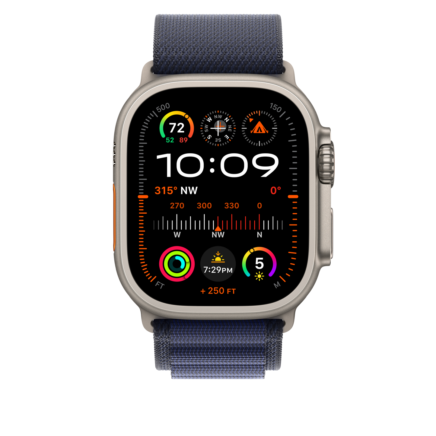 49mm Navy Alpine Loop - Large - Natural Titanium Finish - iSTYLE BG