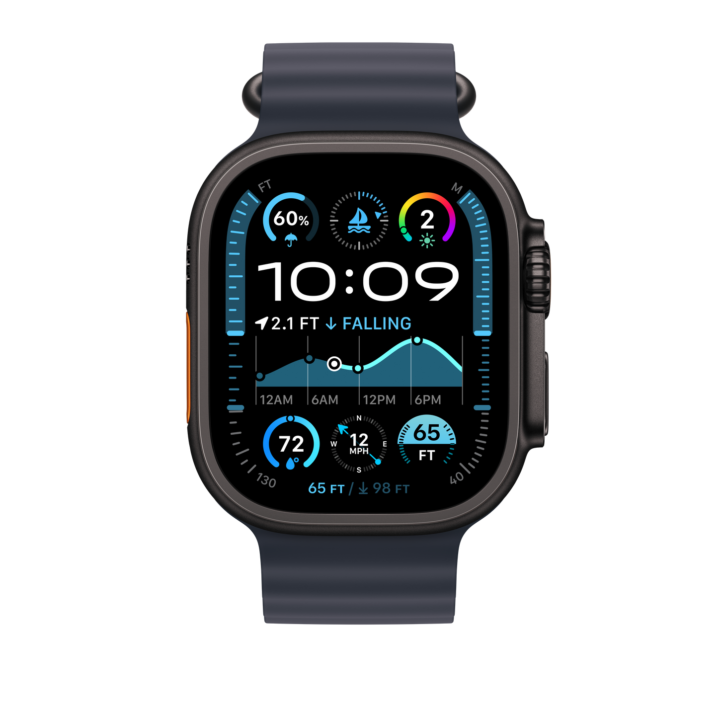 49mm Navy Ocean Band - Black Titanium Finish - iSTYLE BG