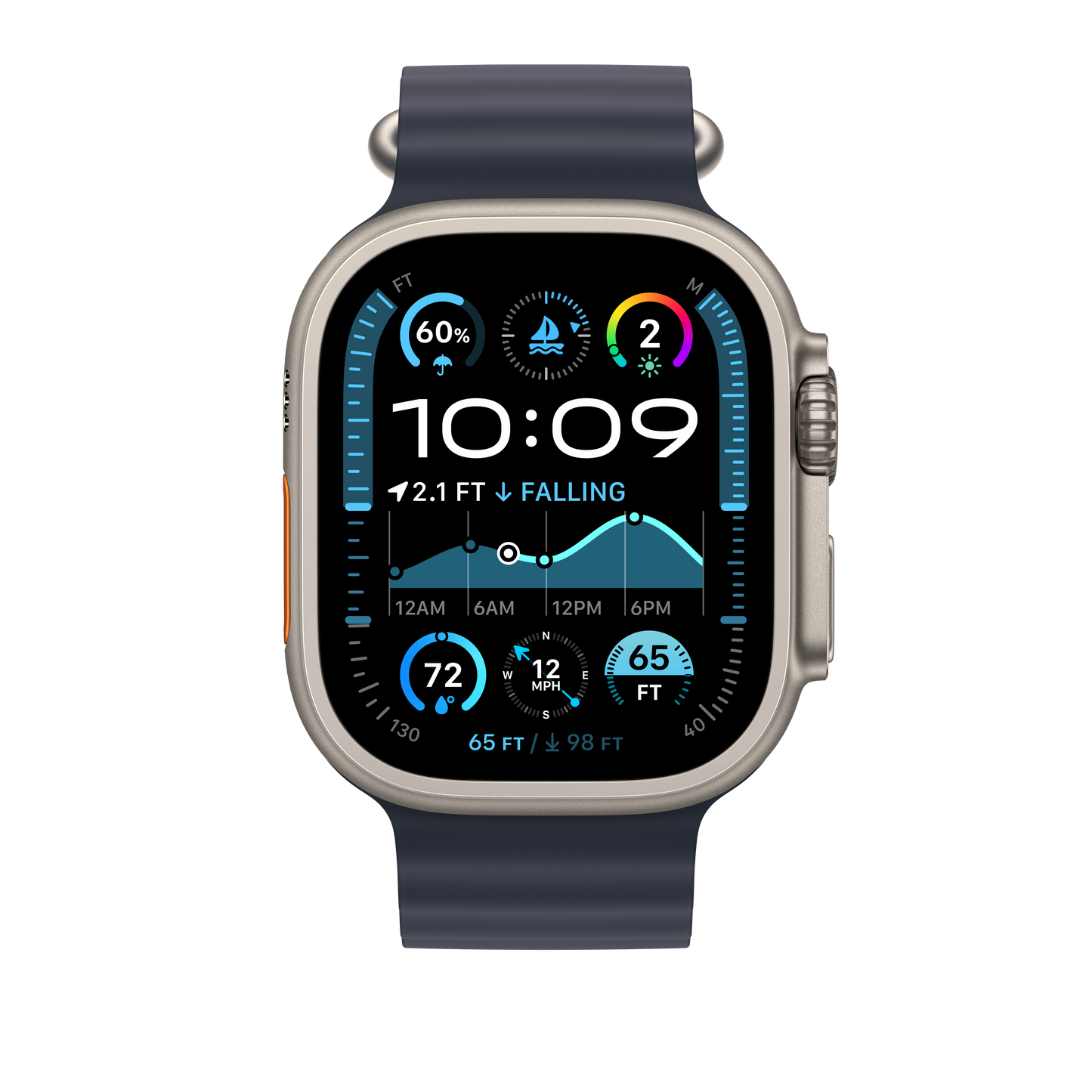 49mm Navy Ocean Band Extension - Natural Titanium Finish - iSTYLE BG