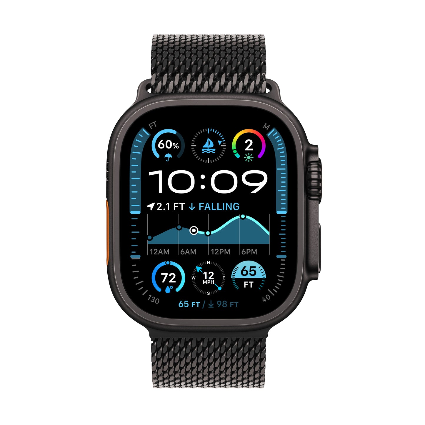 Apple Watch Ultra 2 GPS + Cellular 49mm Black Titanium Case with Black Titanium Milanese Loop - Large - iSTYLE BG