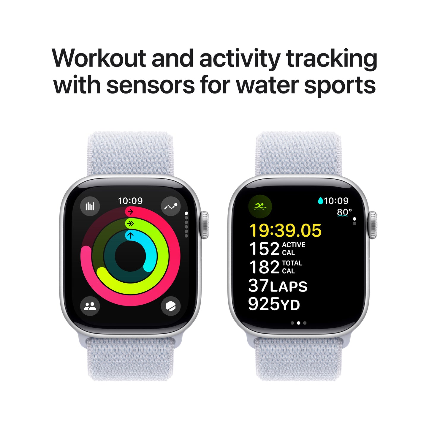 Apple Watch Series 10 GPS 42mm Silver Aluminium Case with Blue Cloud Sport Loop - iSTYLE BG