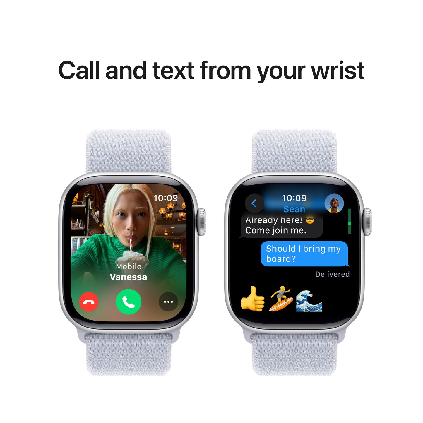 Apple Watch Series 10 GPS 42mm Silver Aluminium Case with Blue Cloud Sport Loop - iSTYLE BG