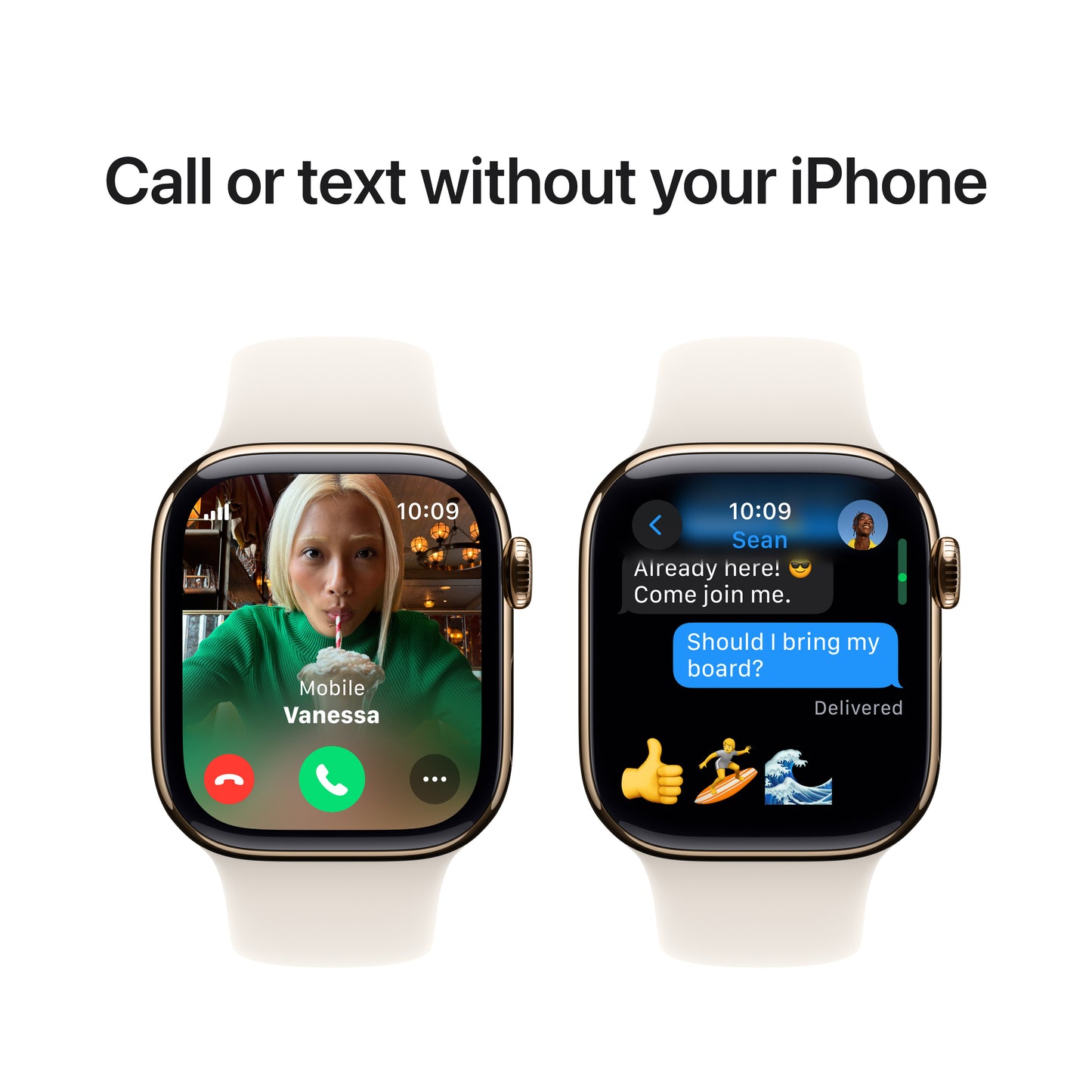 Apple Watch Series 10 GPS + Cellular 42mm Gold Titanium Case with Starlight Sport Band - M/L - iSTYLE BG