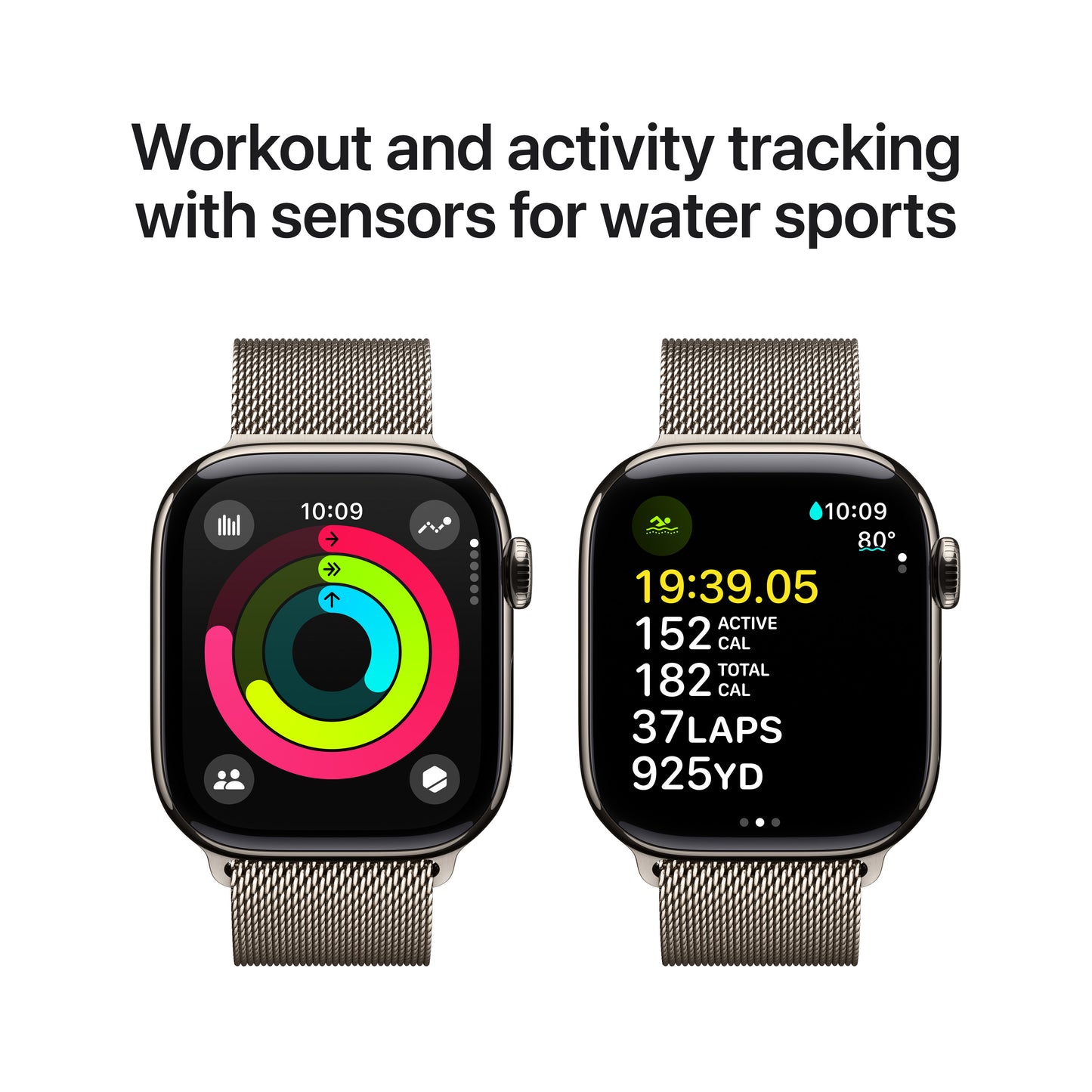 Apple Watch Series 10 GPS + Cellular 42mm Natural Titanium Case with Natural Milanese Loop - iSTYLE BG