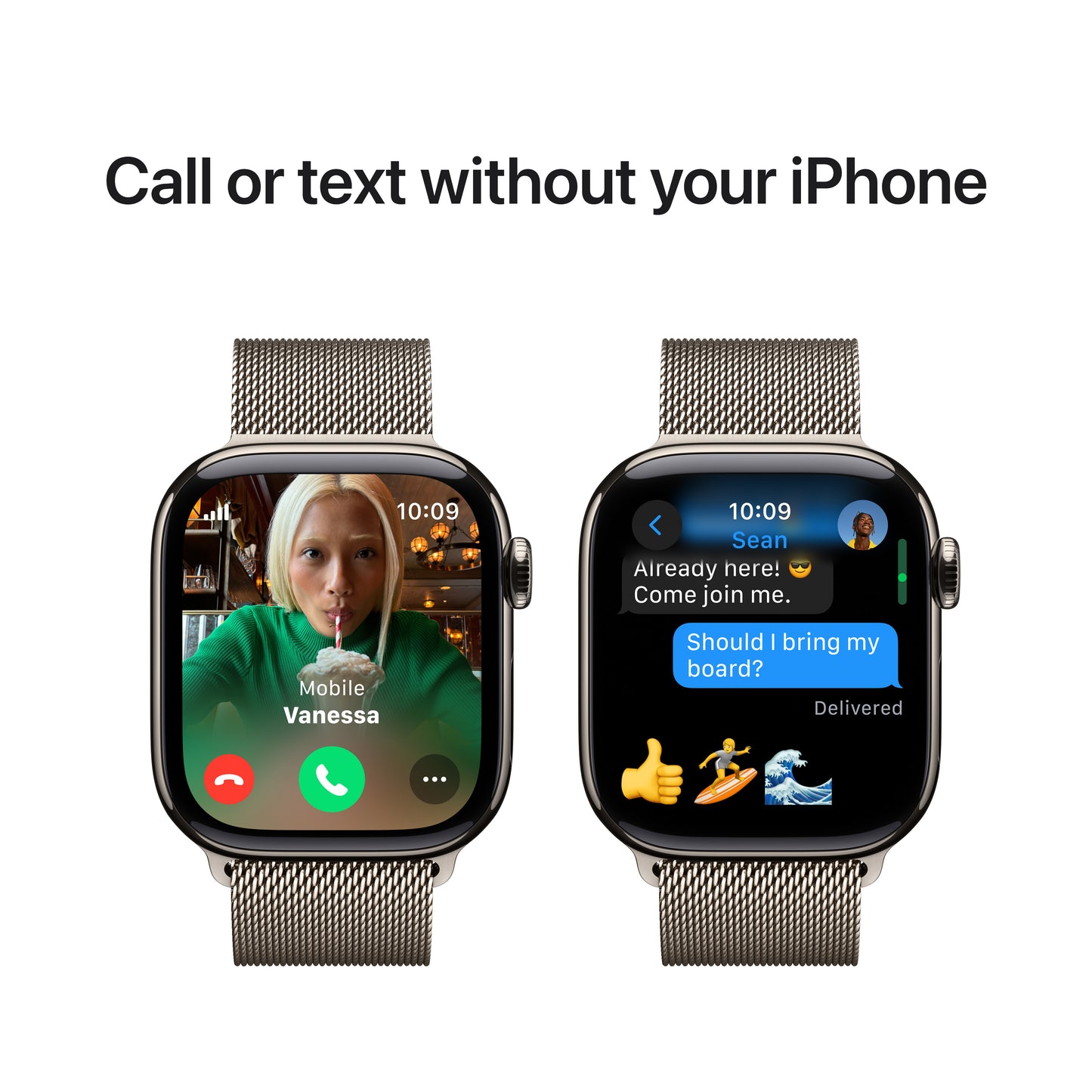 Apple Watch Series 10 GPS + Cellular 42mm Natural Titanium Case with Natural Milanese Loop - iSTYLE BG