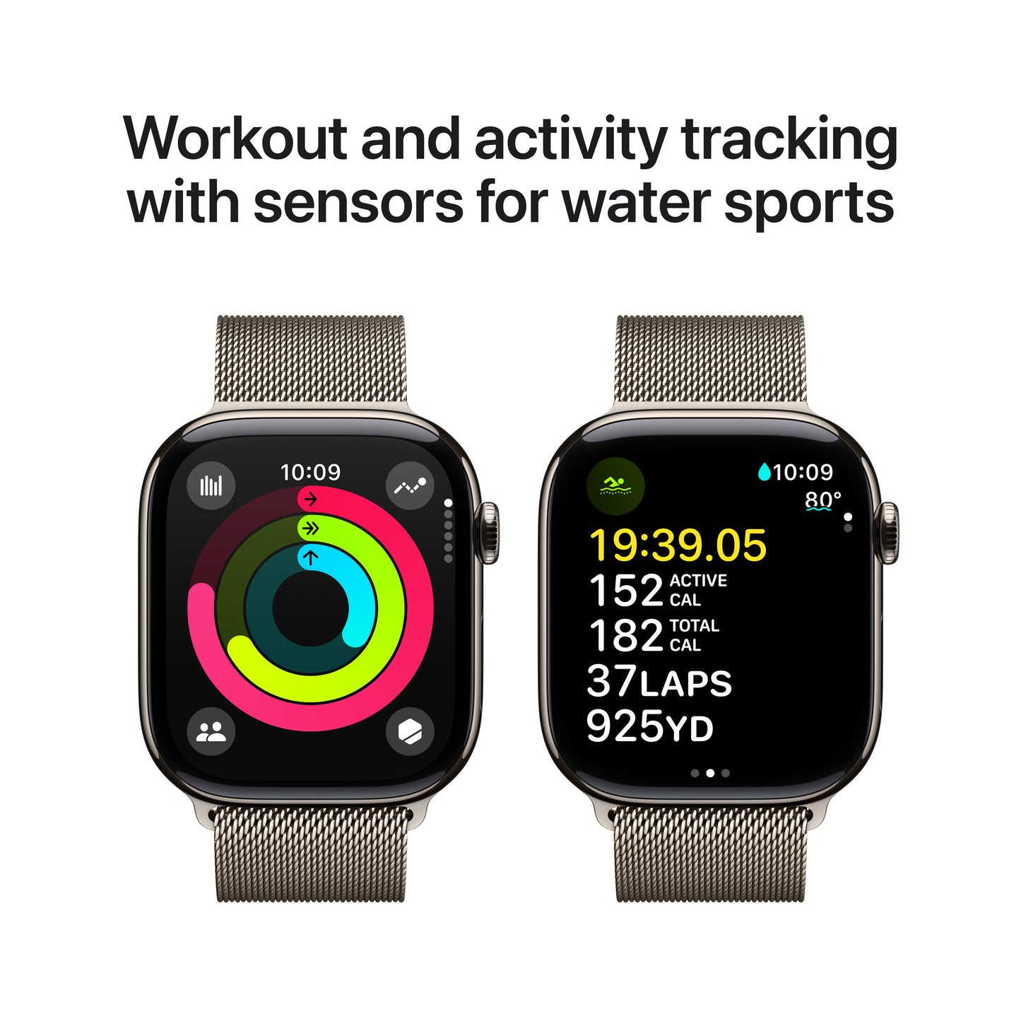 Apple Watch Series 10 GPS + Cellular 46mm Natural Titanium Case with Natural Milanese Loop - S/M - iSTYLE BG