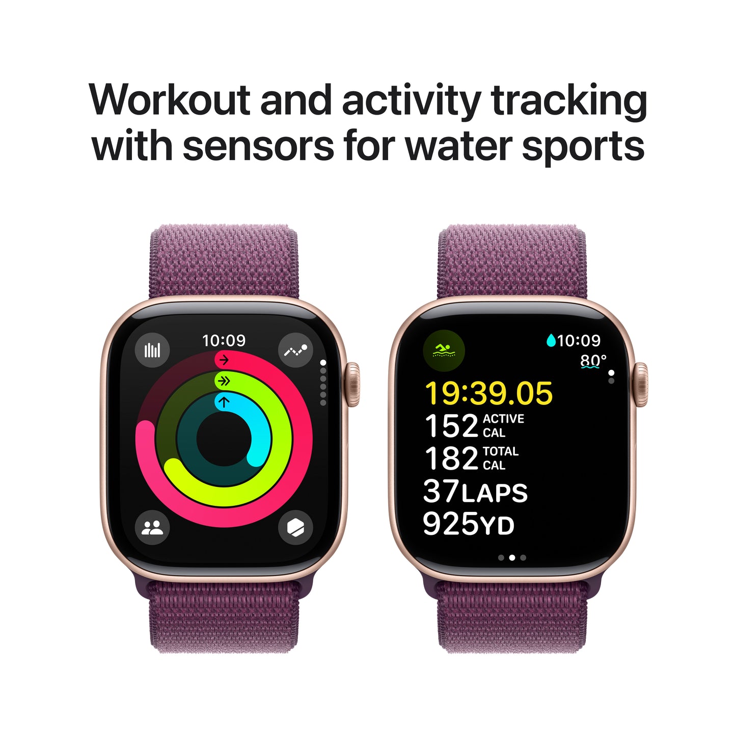 Apple Watch Series 10 GPS + Cellular 46mm Rose Gold Aluminium Case with Plum Sport Loop - iSTYLE BG