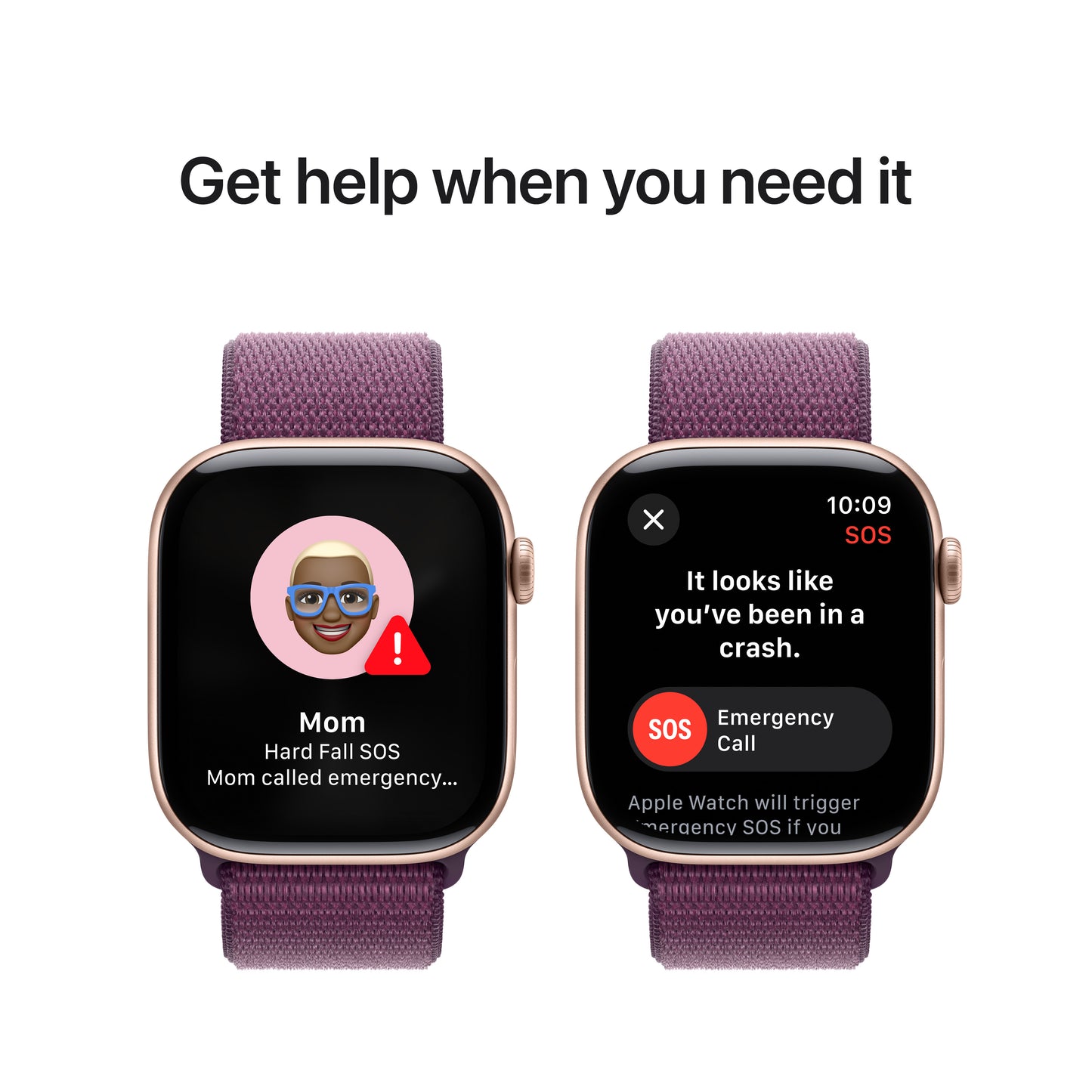 Apple Watch Series 10 GPS + Cellular 46mm Rose Gold Aluminium Case with Plum Sport Loop - iSTYLE BG
