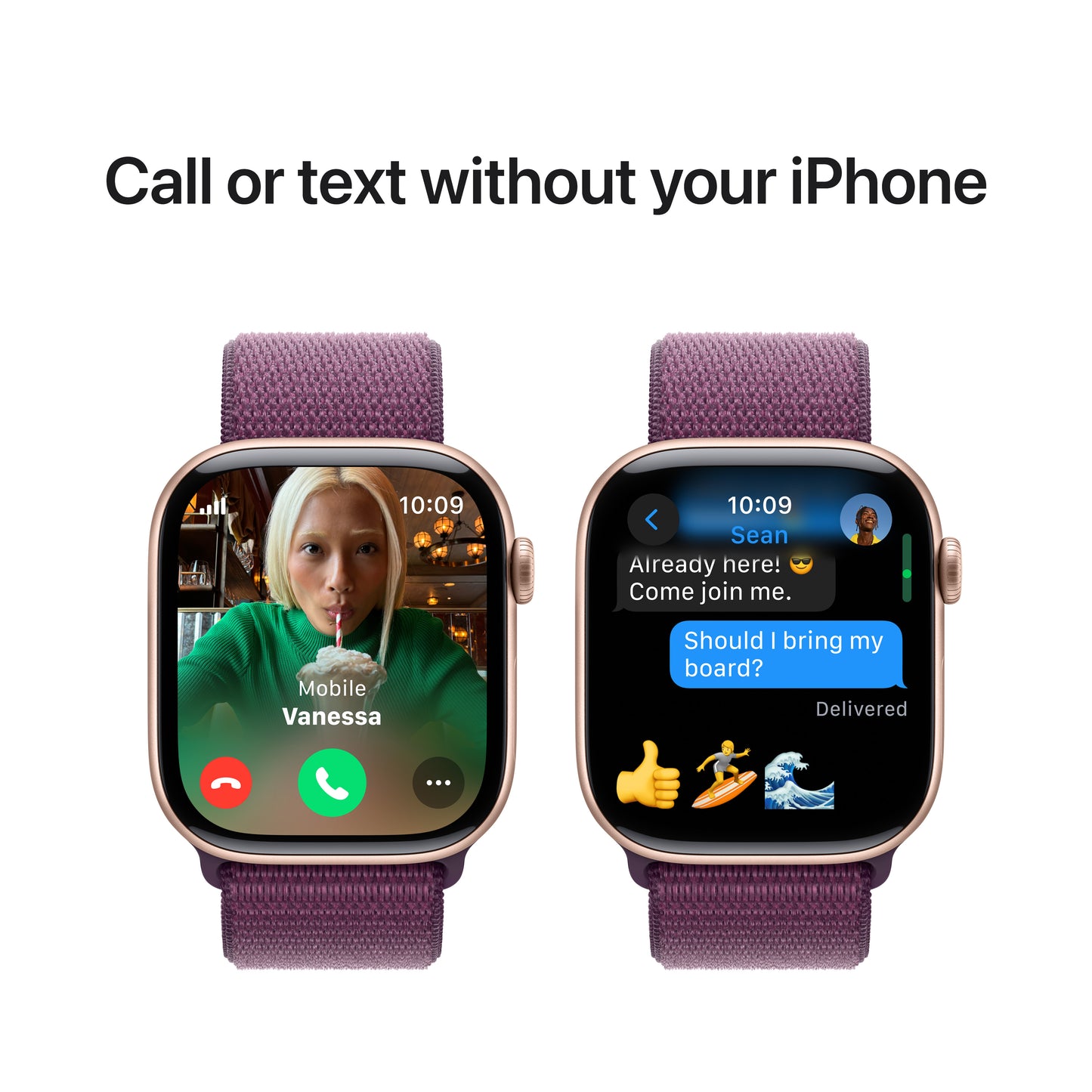 Apple Watch Series 10 GPS + Cellular 46mm Rose Gold Aluminium Case with Plum Sport Loop - iSTYLE BG