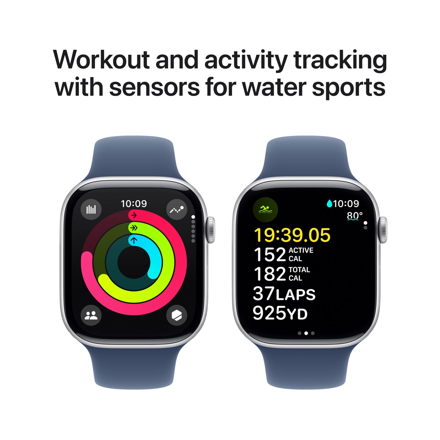 Apple Watch Series 10 GPS 46mm Silver Aluminium Case with Denim Sport Band - S/M - iSTYLE BG