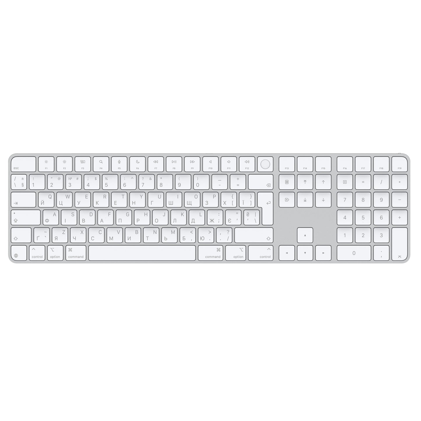 Magic Keyboard with Touch ID for Mac models with Apple silicon - Ukrainian - White Keys - iSTYLE BG