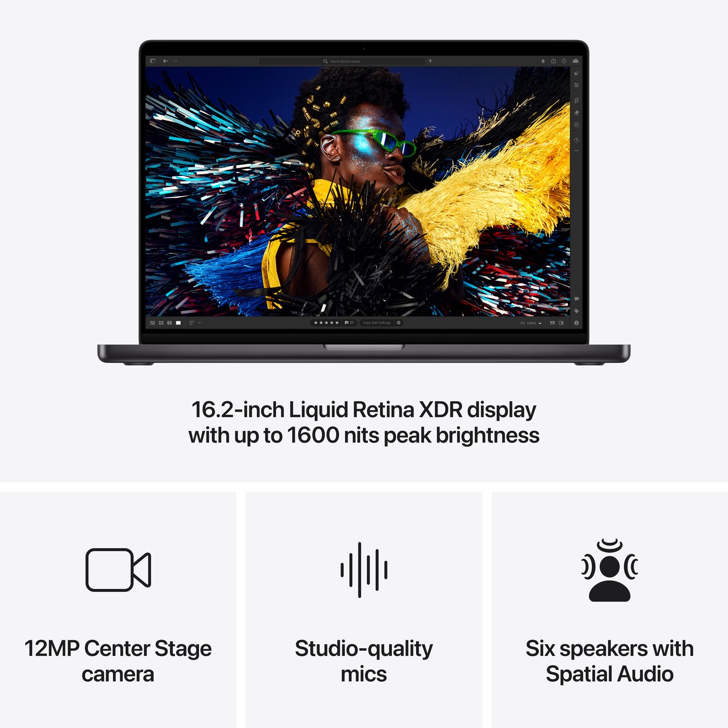 16-inch MacBook Pro: Apple M4 Pro chip with 14‑core CPU and 20‑core GPU, 512GB SSD - Space Black - iSTYLE BG