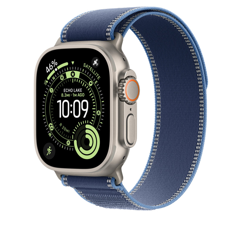 49mm Blue/Bright Blue Trail Loop – M/L - Natural Titanium Finish - iSTYLE BG