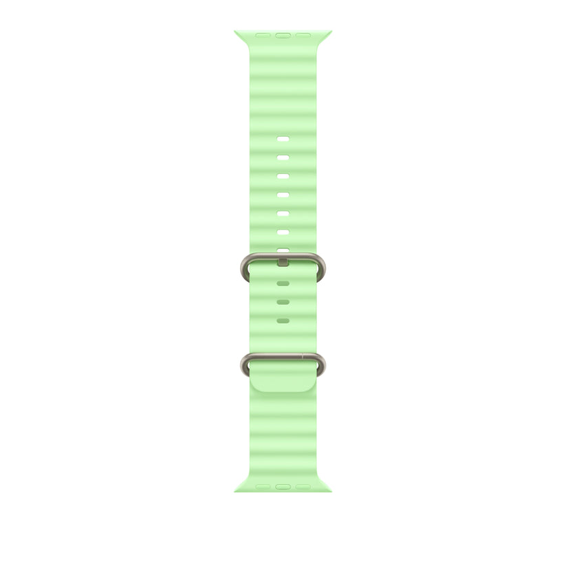 49mm Neon Green Ocean Band - Natural Titanium Finish - iSTYLE BG
