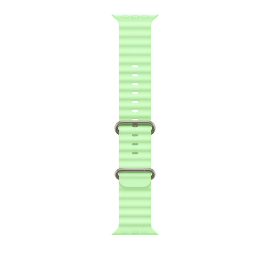 49mm Neon Green Ocean Band - Natural Titanium Finish - iSTYLE BG