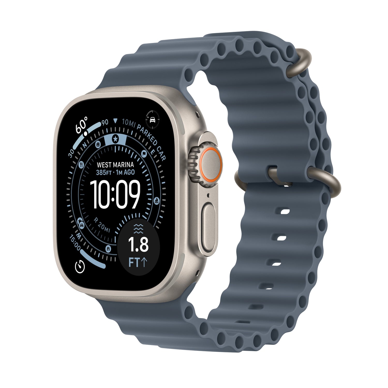 Apple Watch Ultra 3 GPS + Cellular 49mm Natural Titanium Case with Anchor Blue Ocean Band - iSTYLE BG