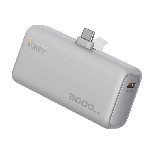 AUKEY Spark Mini 22.5W 5000mAh PD Power Bank With Built-in USB C Port Frost White - iSTYLE BG