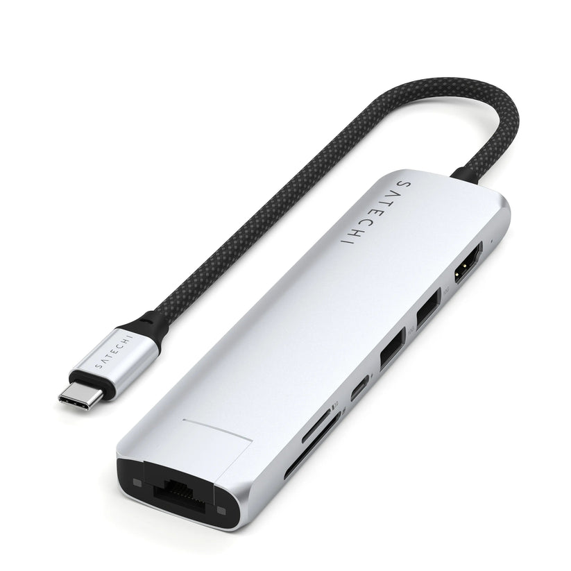 Satechi 7-in-1 USB-C Slim Multiport Adapter with Ethernet - Silver - iSTYLE BG