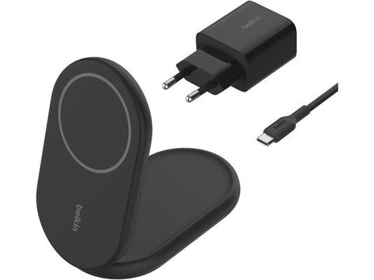 Зарядна стойка със зарядно и кабел от Belkin - BOOSTCHARGE Qi2 - черна - iSTYLE BG