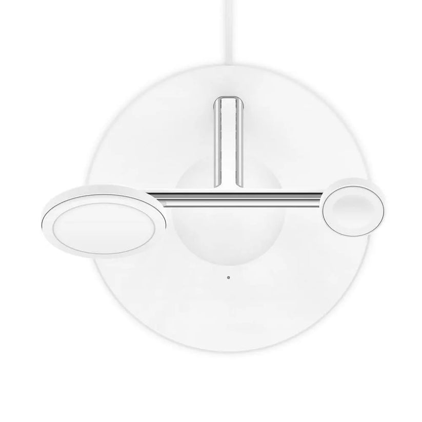 Belkin BOOST CHARGE PRO MagSafe 3-in-1 Charging Stand- Watch fast charge- w PSU (EU Power Supply) - White - iSTYLE BG