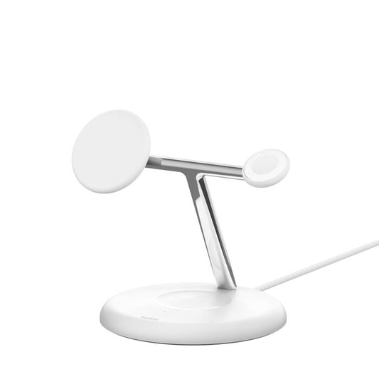 Belkin BOOST CHARGE 3-in-1 Magnetic Wireless Charging Stand with Qi2 15W - White